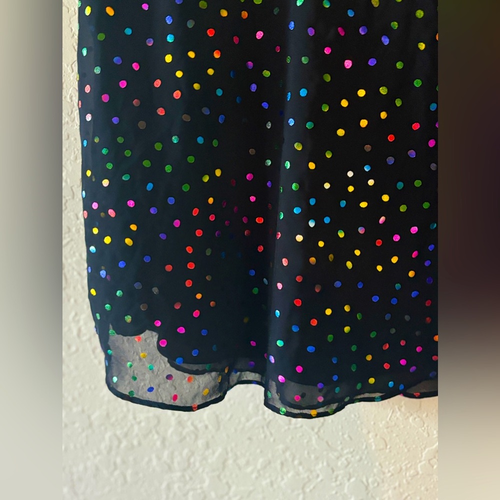 Rainbow Polka Dot Spaghetti Strap Dress Tank Top Fluttering Express Size M